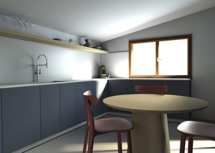 render cucina blu